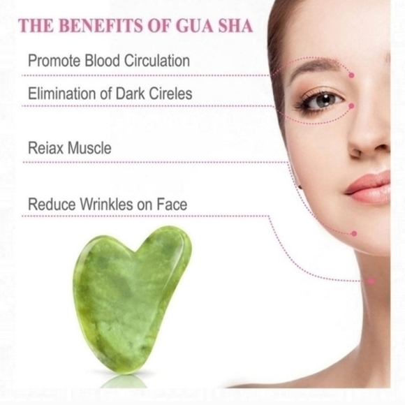 GUA Sha Jade Facial Tool - Jade Stone Guasha Board for Face Body Sculpting - Picture 4 of 5